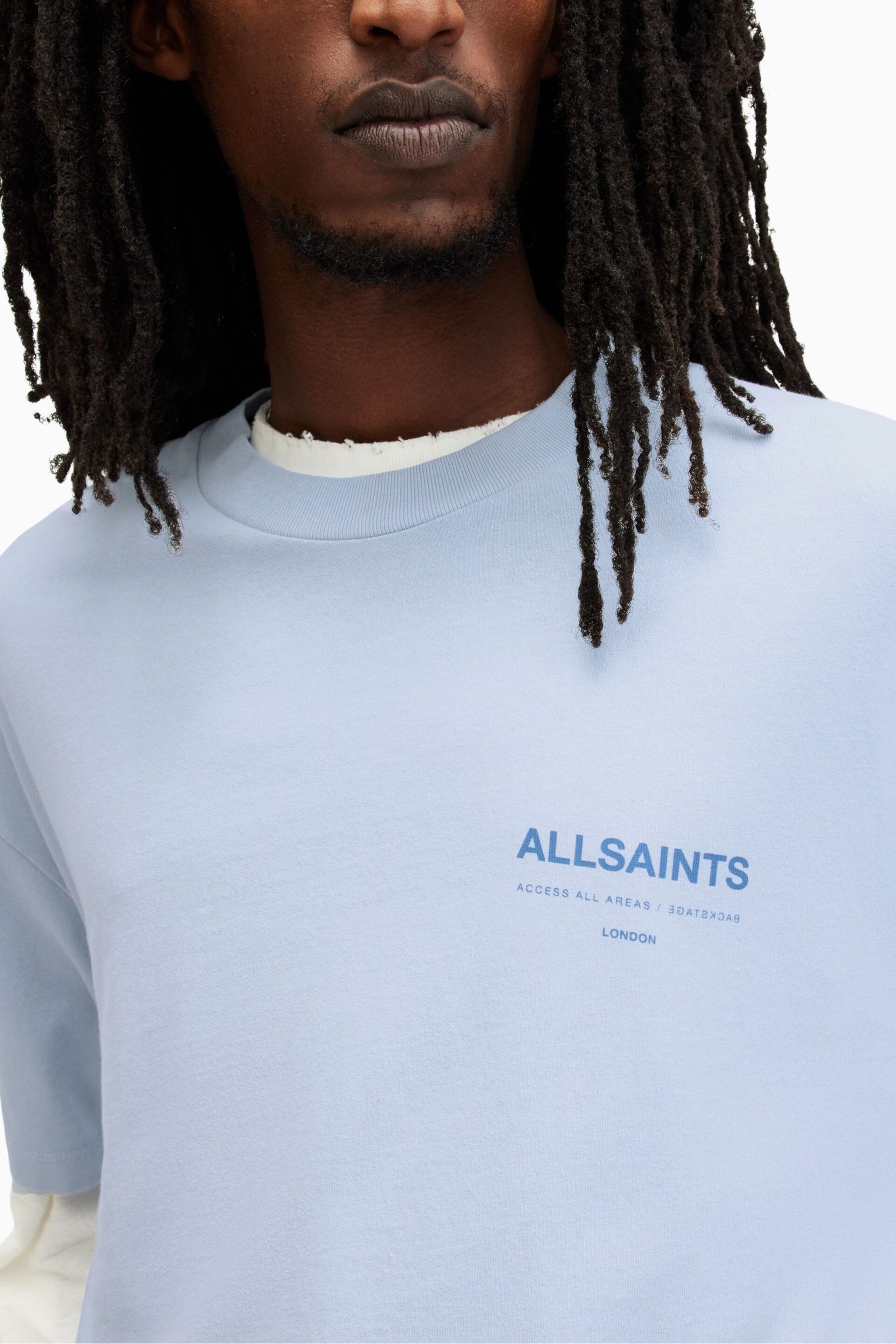 AllSaints Sky Blue Access Short Sleeve Crew T-Shirt - Image 3 of 8