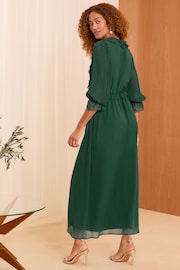 Love & Roses Green Pleated Ruffle Midi Dress - Image 5 of 5