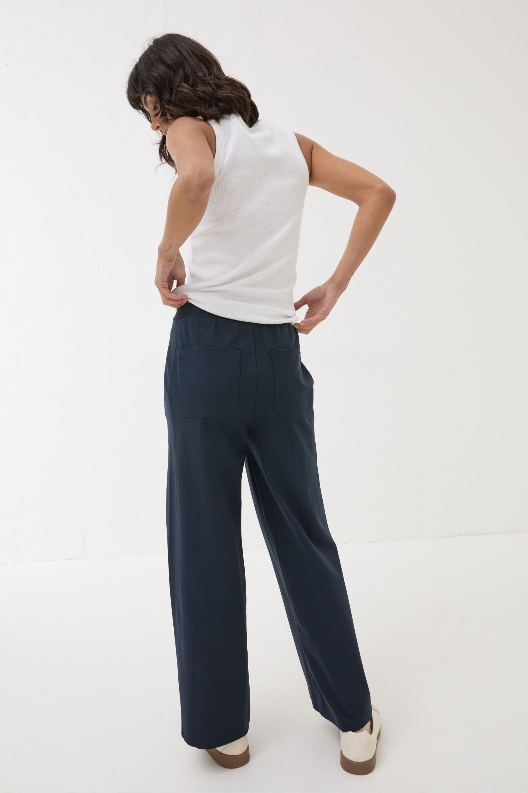 Buy FatFace Navy Ely Wide Leg Trousers from Next Luxembourg