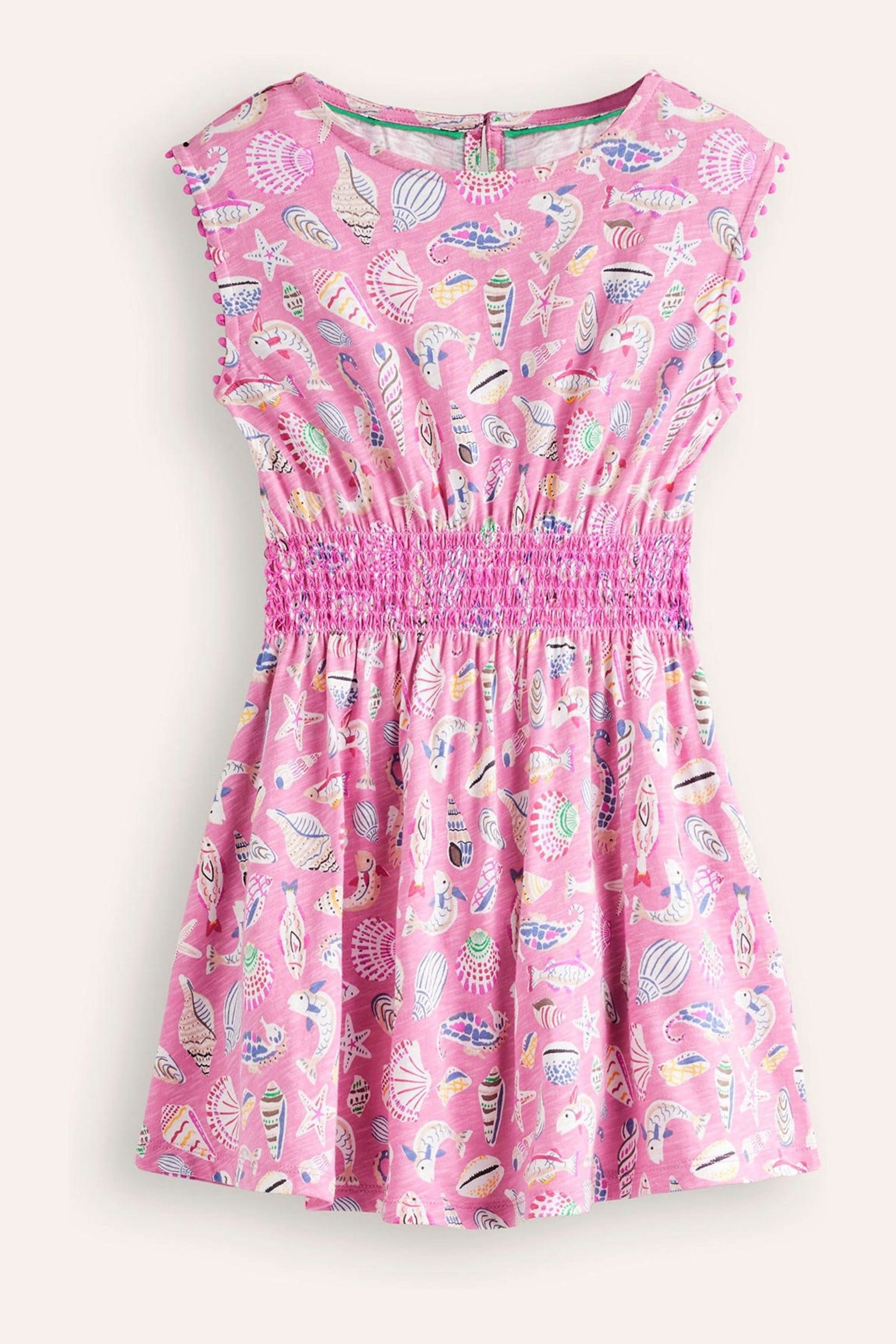 Boden Pink Seashore Shirred Waist Jersey Dress - Image 2 of 4