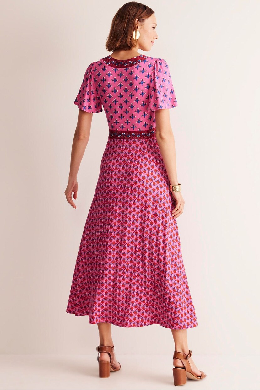 Boden Pink Flutter Jersey Maxi Dress - Image 3 of 6