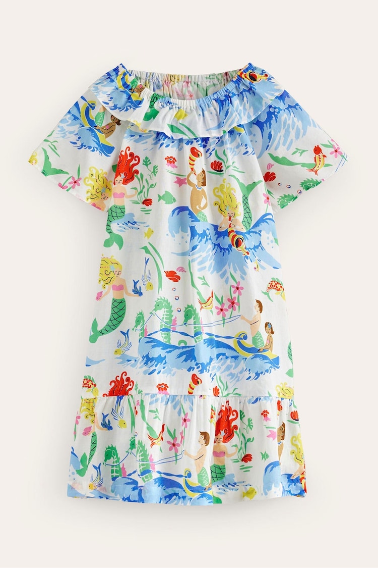 Boden Cream Mermaid Pull-On Holiday 100% Cotton Dress - Image 1 of 3