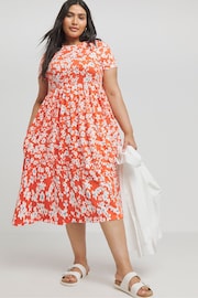 Simply Be Orange Supersoft Pocket Midi Dress - Image 1 of 4