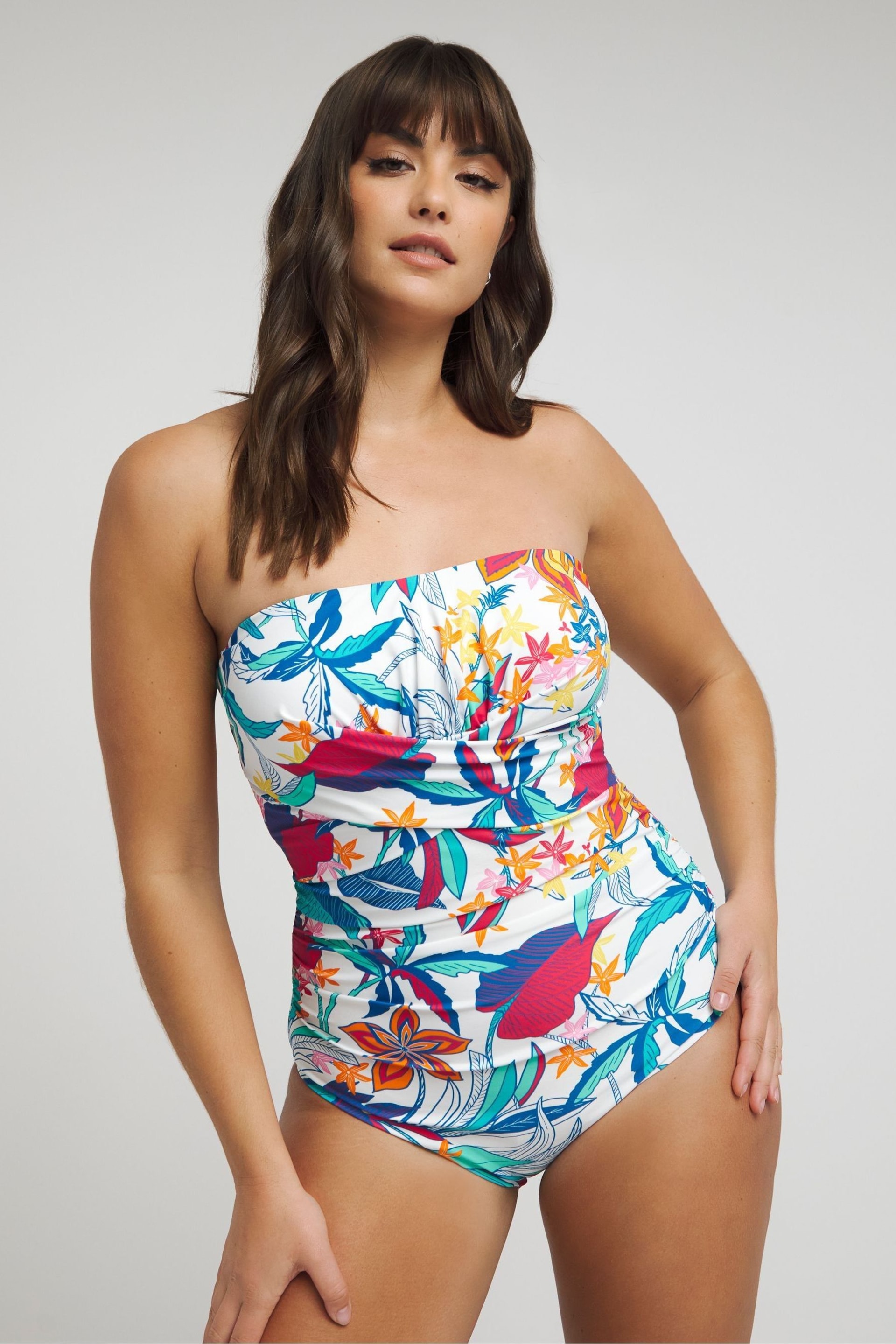Simply Be Blue Magisculpt Tummy Control Bandeau Swimsuit - Image 3 of 4
