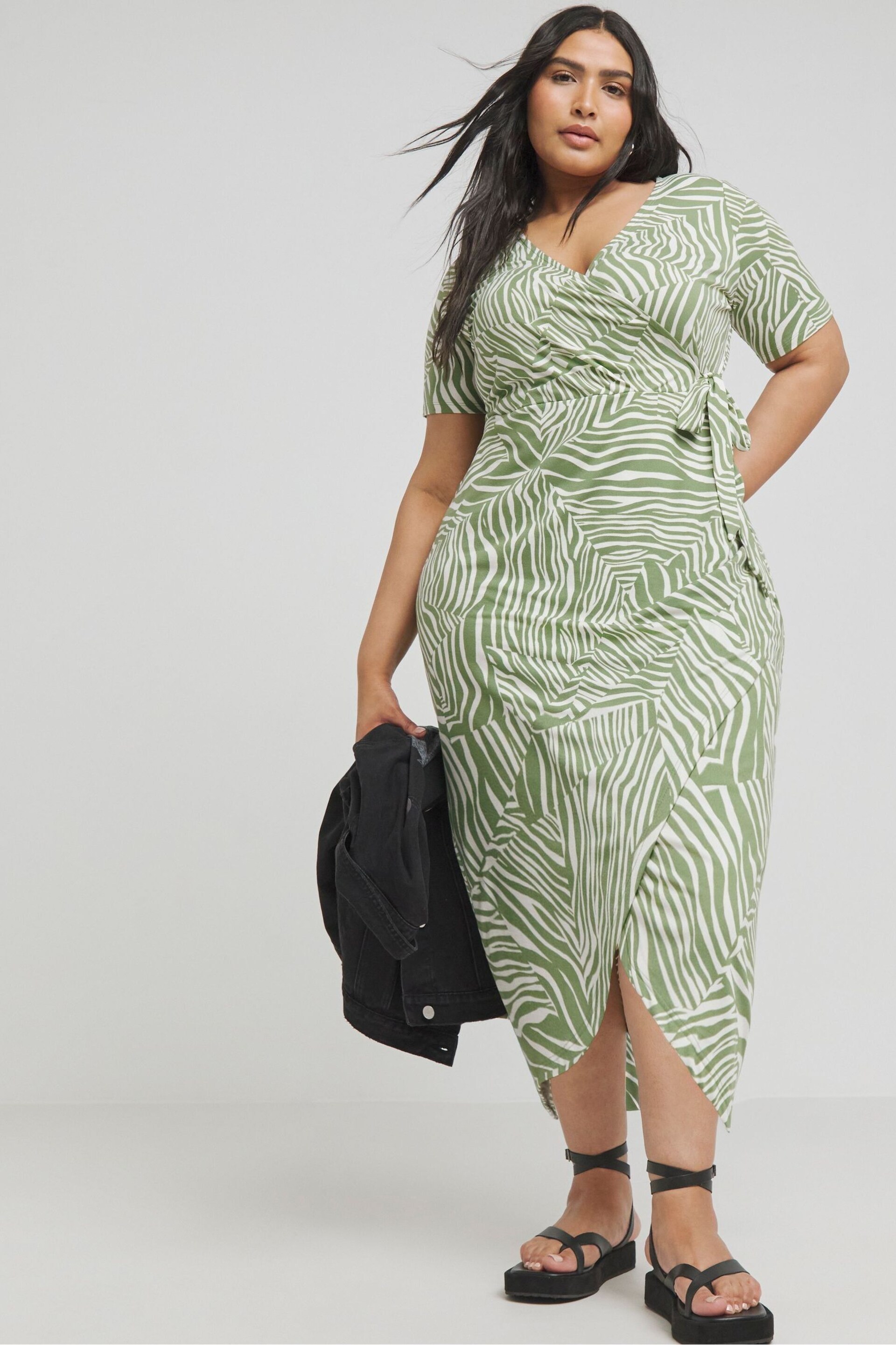 Simply Be Green Supersoft Jersey Wrap Dress - Image 1 of 4