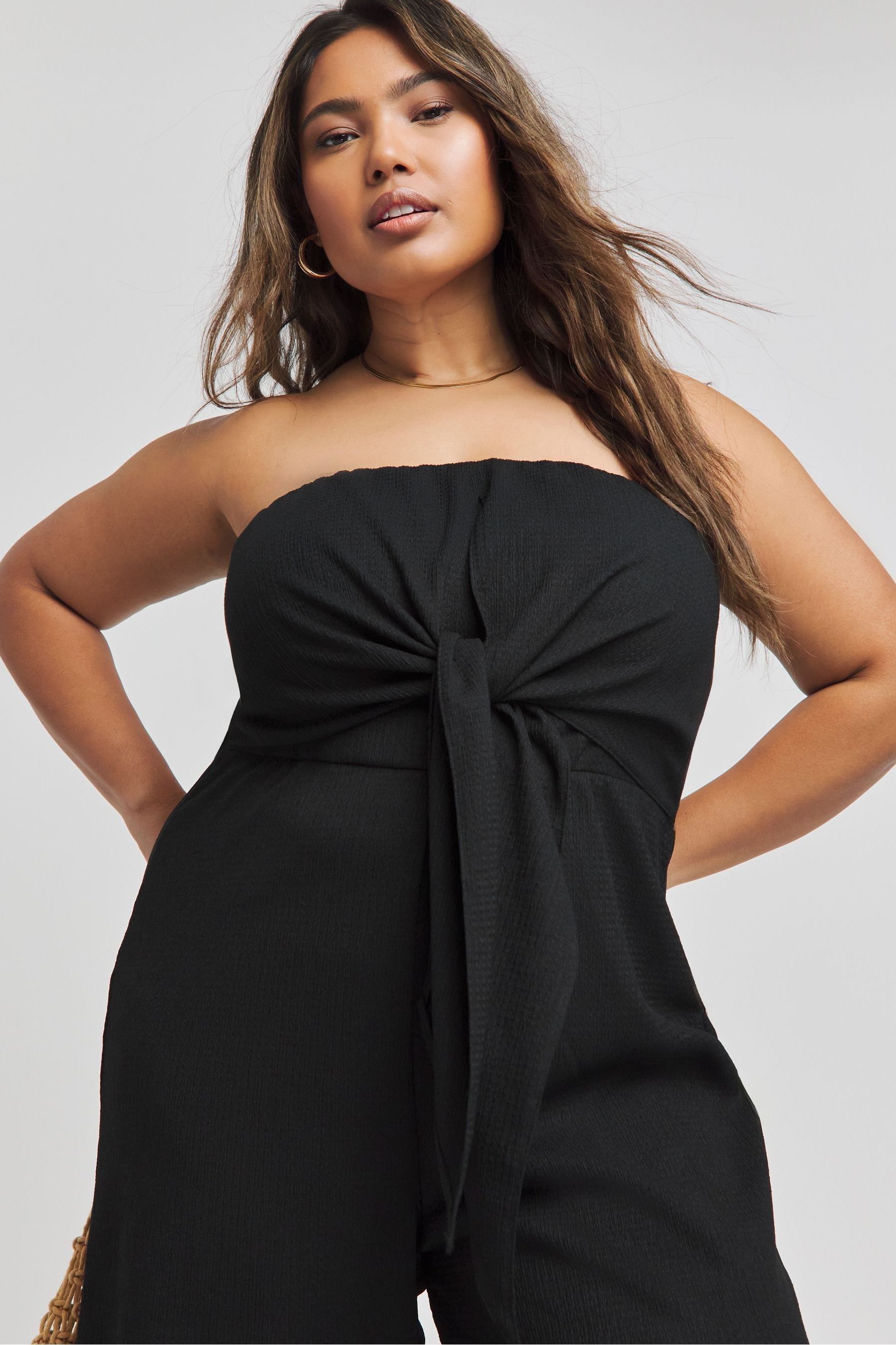 Buy Simply Be Black Textured Jersey Bandeau Jumpsuit from Next Canada