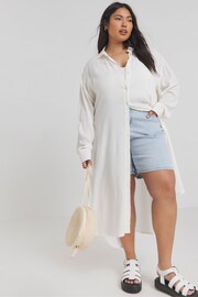 Simply Be White Longline Crinkle Shirt - Image 1 of 3
