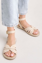 Simply Be Natural Raffia Two Part Flat Sandals in Wide Fit - Image 3 of 4