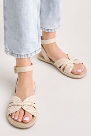 Simply Be Natural Raffia Two Part Flat Sandals in Extra Wide Fit - Image 3 of 4