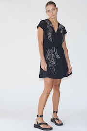 Religion Black Sensation Wrap Mini Dress With Gunmetal Beaded Motif - Image 5 of 6