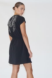 Religion Black Sensation Wrap Mini Dress With Gunmetal Beaded Motif - Image 6 of 6