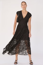 Religion Black Lace Lily Dress With Handkerchief Hem And Cap Sleeves - Image 4 of 6