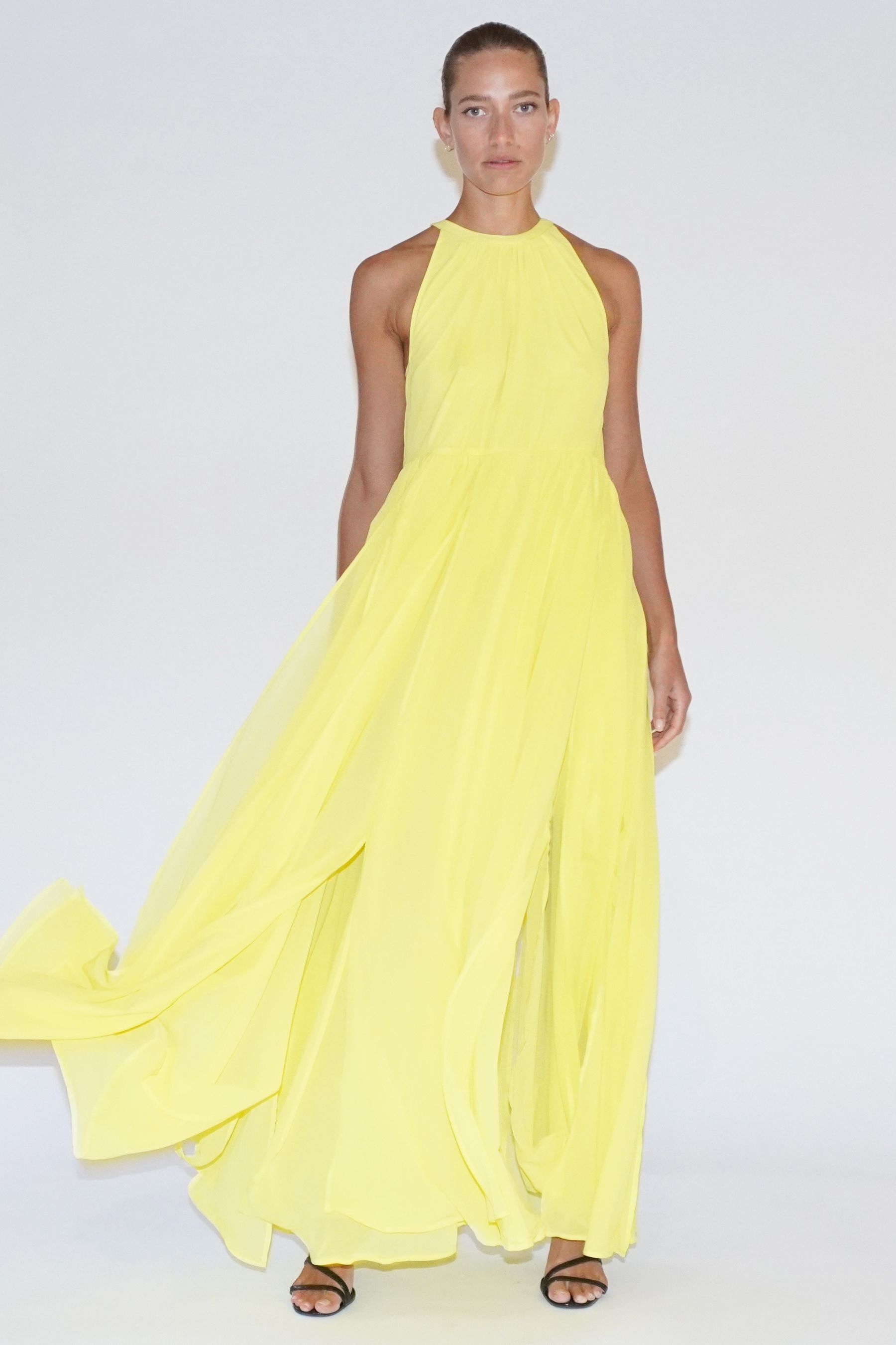 Yellow halter neck maxi dress top