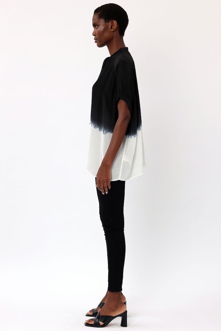 Religion Black Oversized Blouse in Dip Dye With Tie Neck - Image 6 of 6