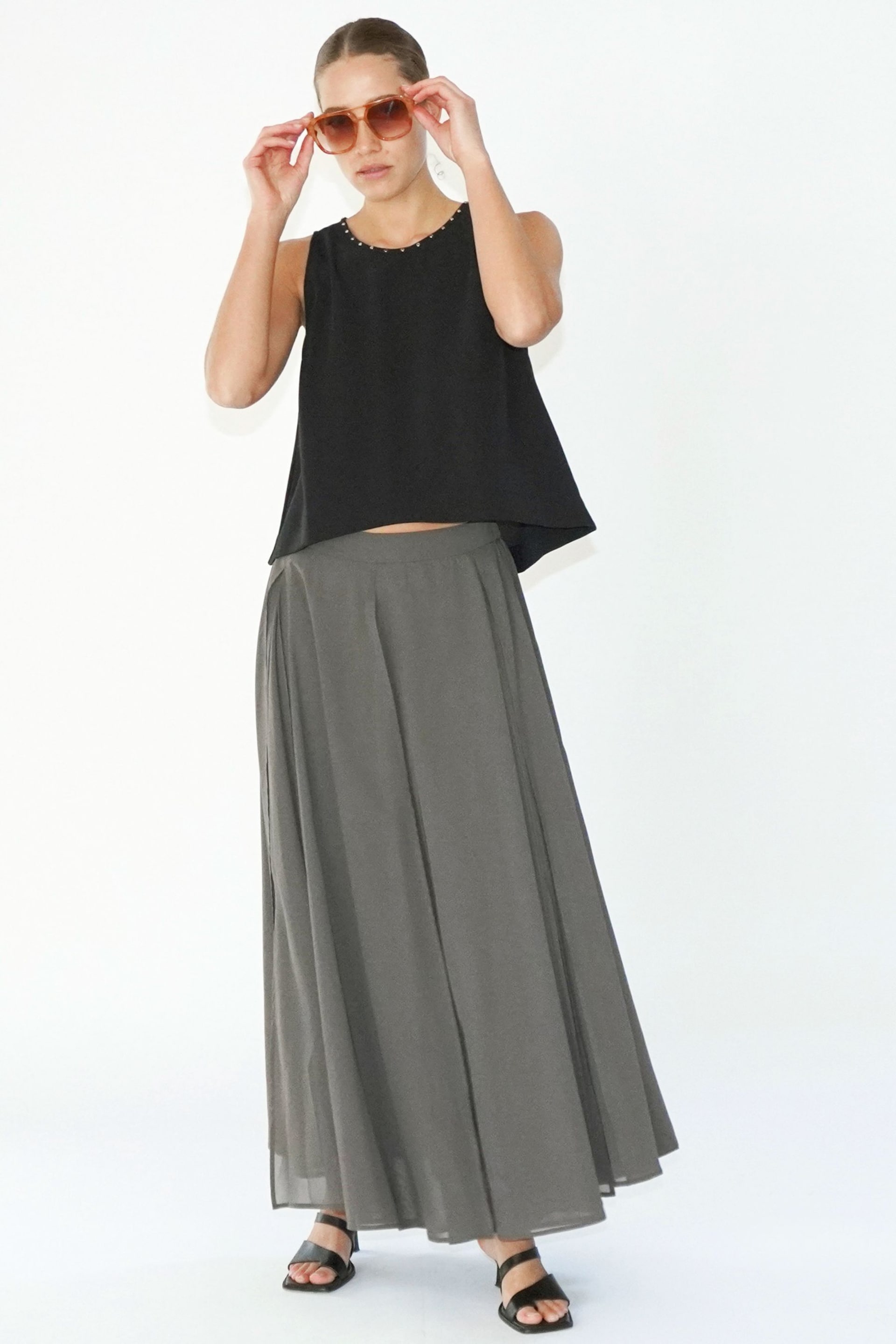 Religion Brown Eligion Floaty Sheer Multi Layered Olsen Maxi Skirt - Image 5 of 6