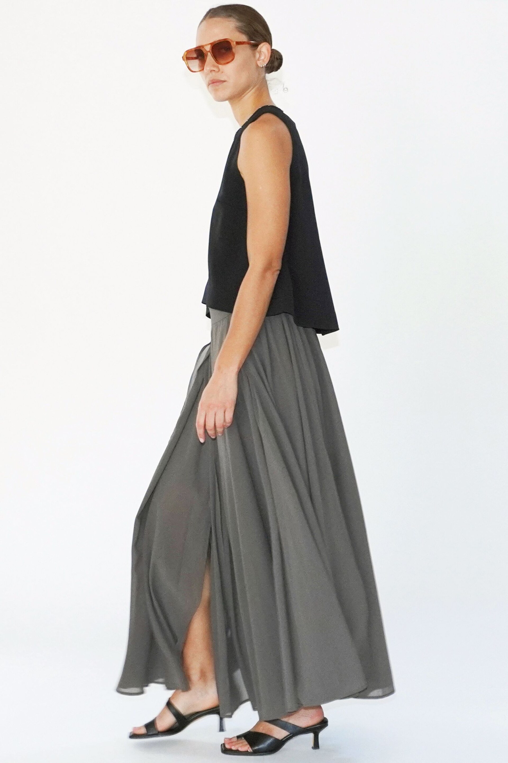 Religion Brown Eligion Floaty Sheer Multi Layered Olsen Maxi Skirt - Image 6 of 6