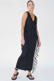 Religion Black Flourish Maxi Jersey Dress With Knots And Tassles - Image 1 of 6