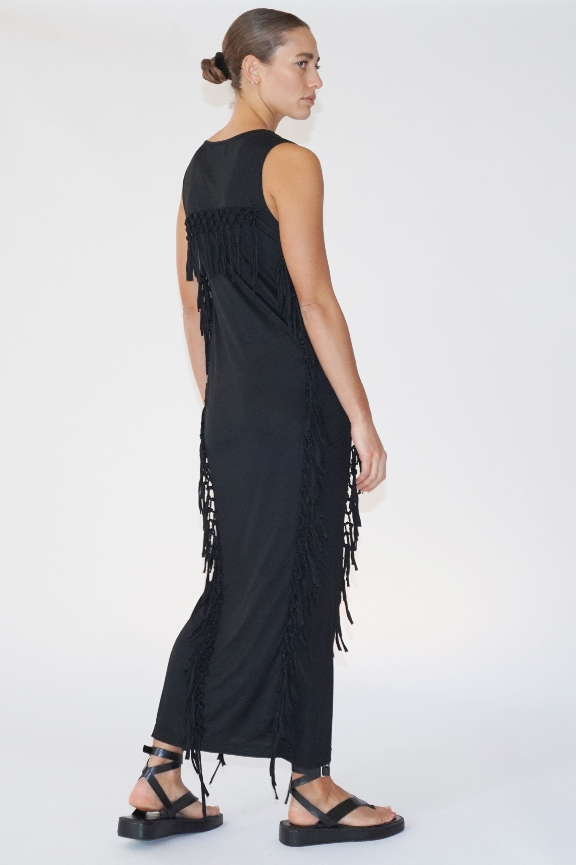 Religion Black Flourish Maxi Jersey Dress With Knots And Tassles - Image 3 of 6