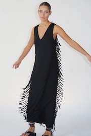 Religion Black Flourish Maxi Jersey Dress With Knots And Tassles - Image 5 of 6