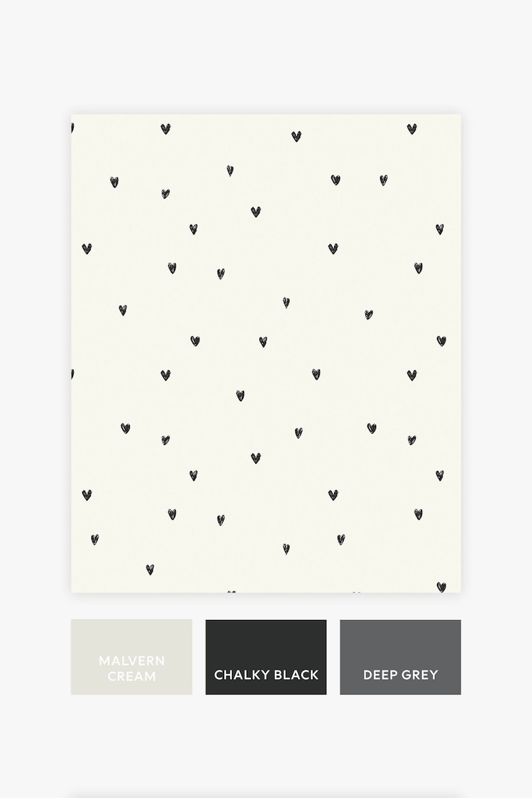 Black Ditsy Heart 10M Wallpaper - Image 4 of 4