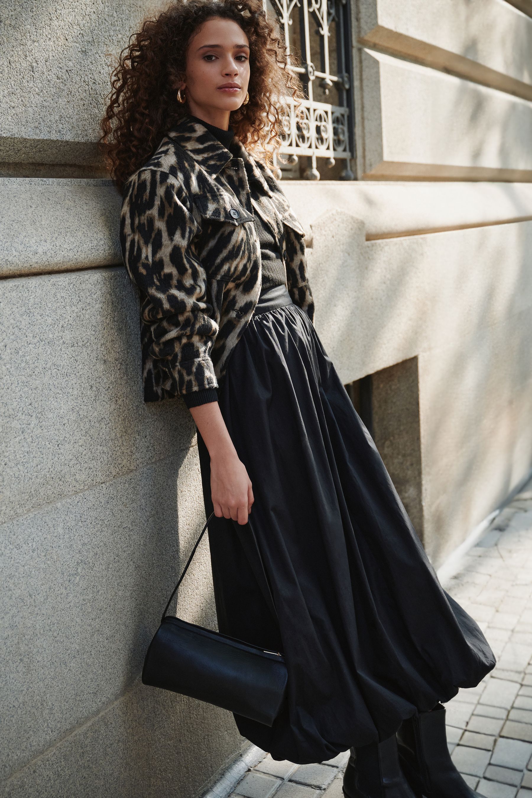 Black Bubble Hem Skirt