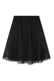 DKNY Two Layer Mesh Logo Mid Length Black Midi Skirt - Imagen 2 de 3