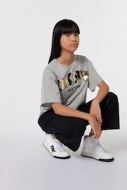 DKNY Oversized Grey Short Sleeve T-Shirt With Metalic Logo - Image 2 of 5