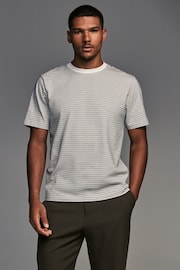 White/Neutral 100% Cotton Textured Stripe T-Shirt - Image 1 of 7