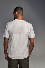 White/Neutral 100% Cotton Textured Stripe T-Shirt - Image 3 of 7