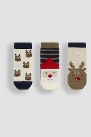 JoJo Maman Bébé Navy Festive 3-Pack Christmas Socks - Image 1 of 5