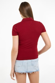 Tommy Jeans Red Slim Fit Essential Polo Shirt - Image 2 of 6