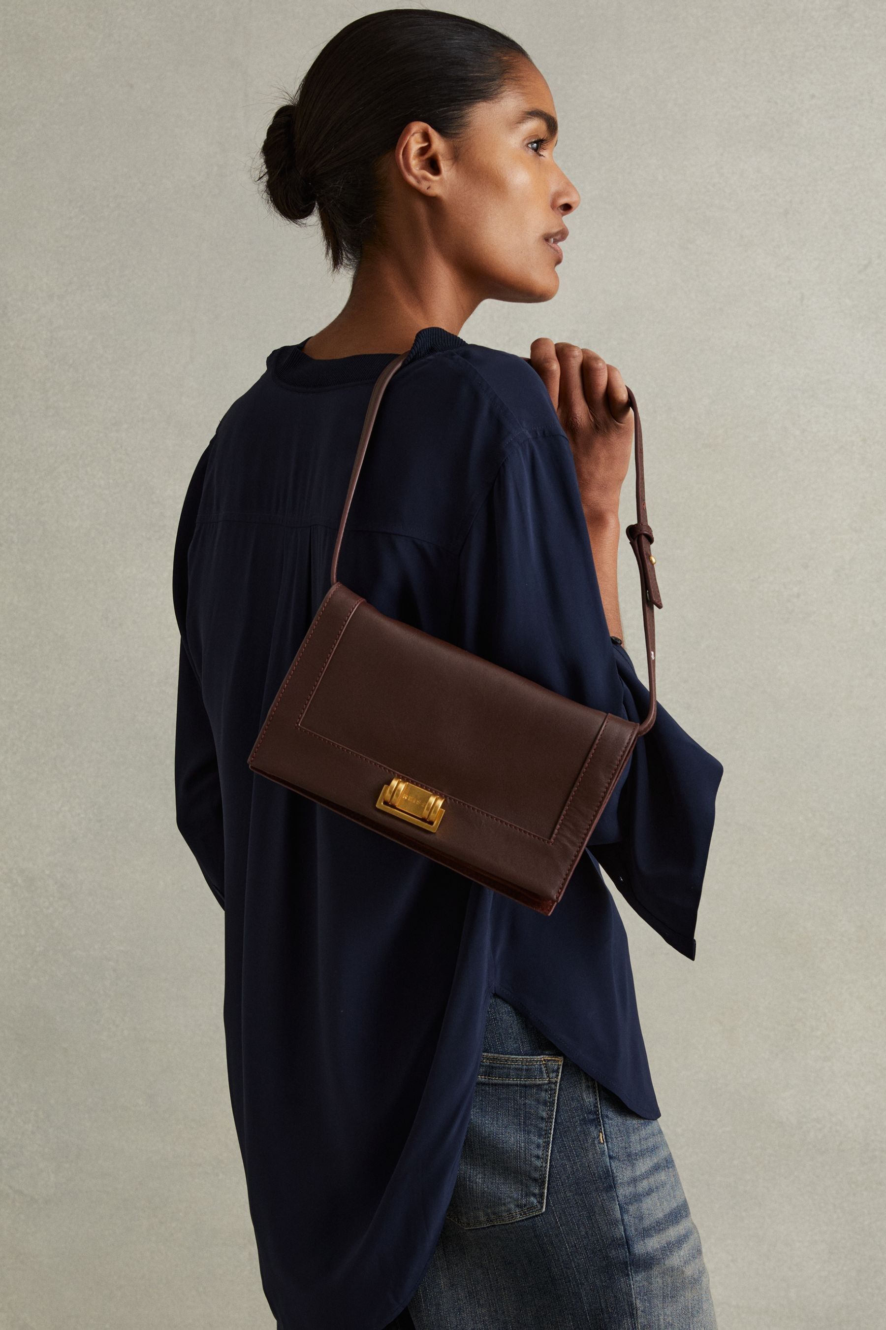 Buy Reiss Oxblood Sariah Leather Suede Shoulder Bag from the Next UK online shop