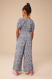 Navy Blue Ditsy Cut Out Jumpsuit (3-16yrs) - Image 3 of 8