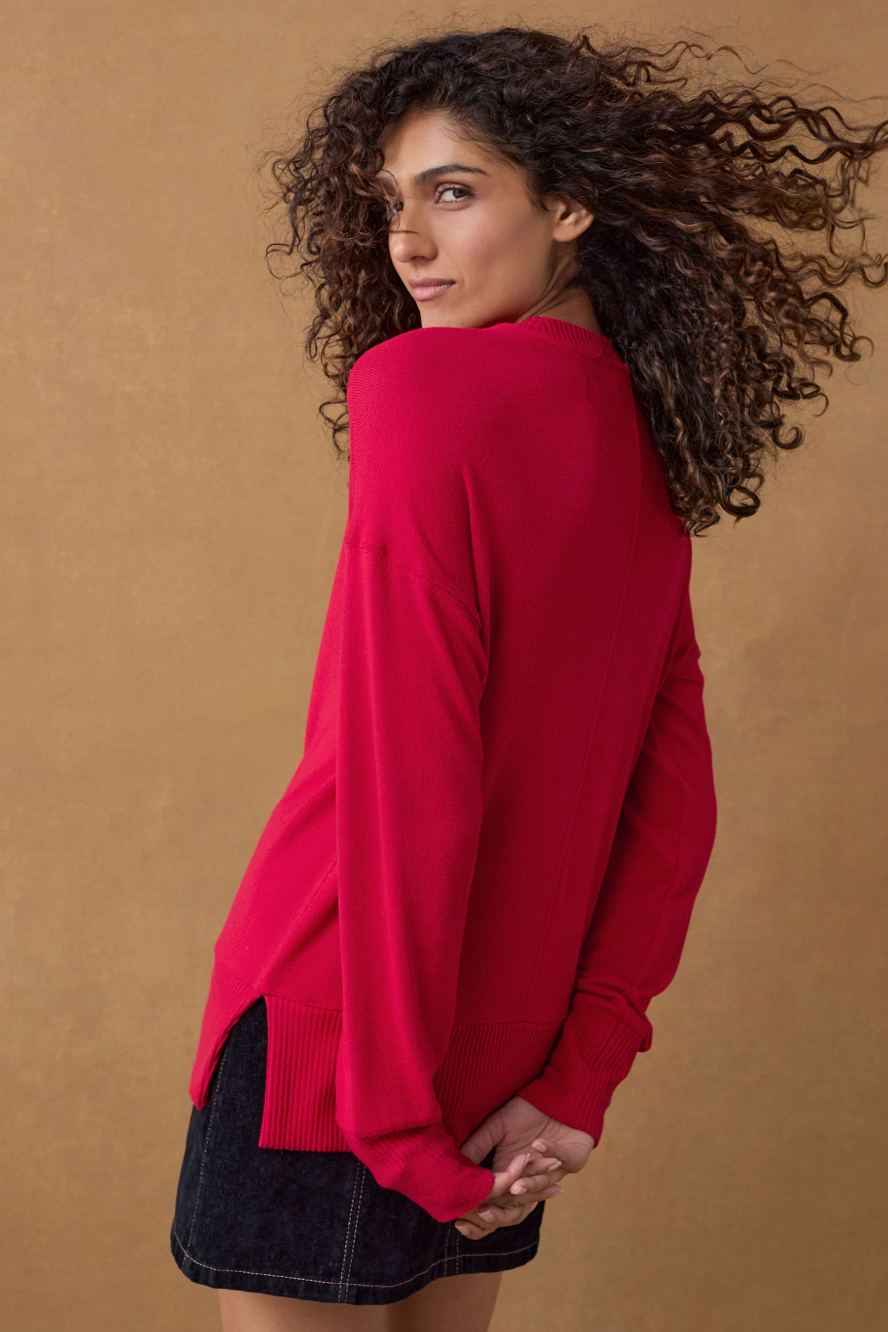 Buy Red Soft Touch Cosy Seam Crew Neck Jumper from Next Ireland