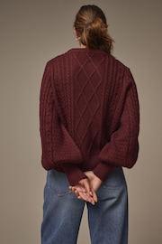 Laura Ashley Berry Red Cable Knit Jumper - Image 4 of 5