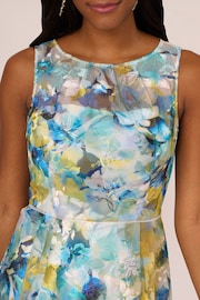 Adrianna Papell Blue Floral Printed Veiled Dress - Image 4 of 7