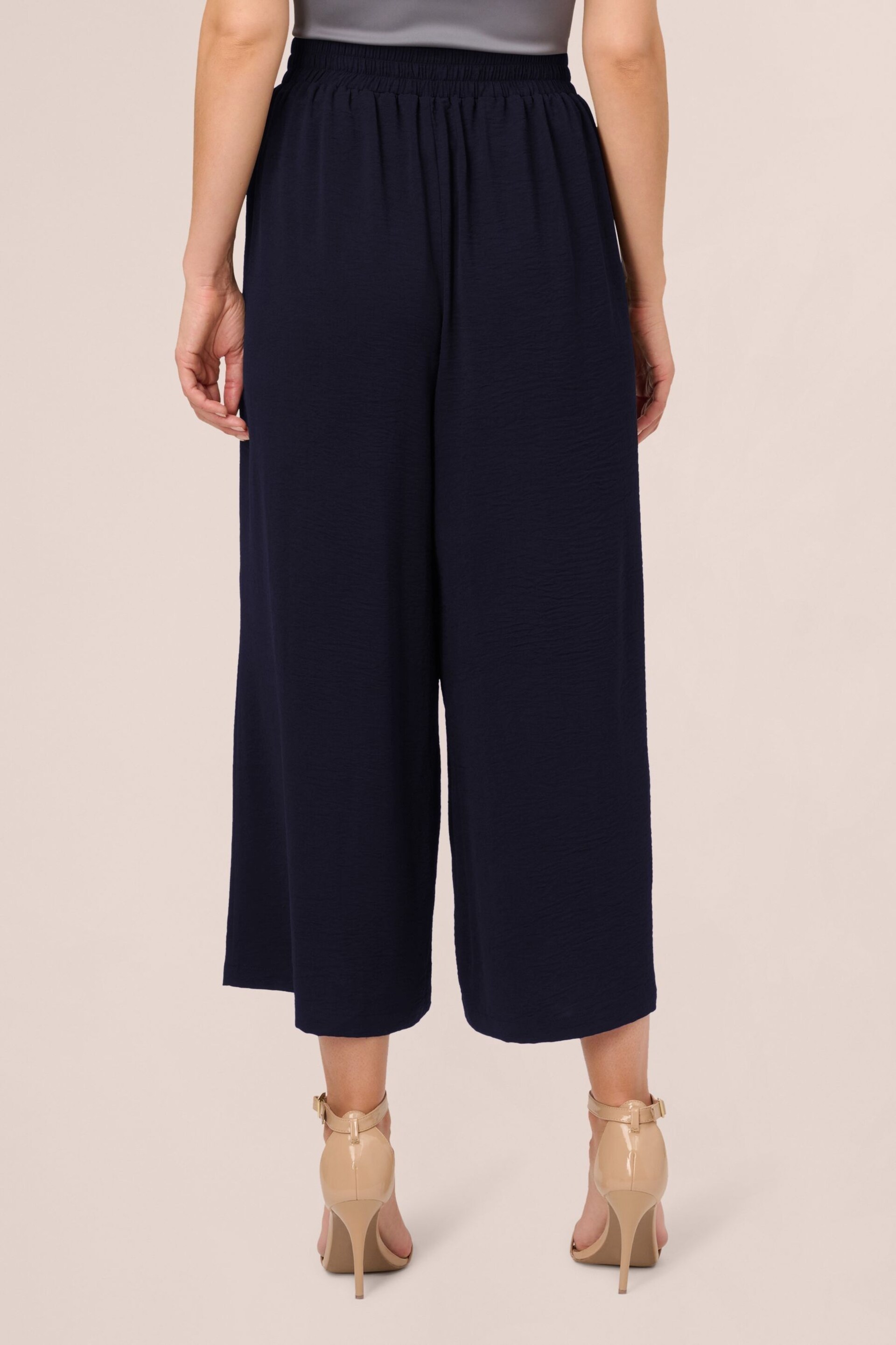 Adrianna Papell Blue Textured Satin Pull On Trousers - Image 2 of 6