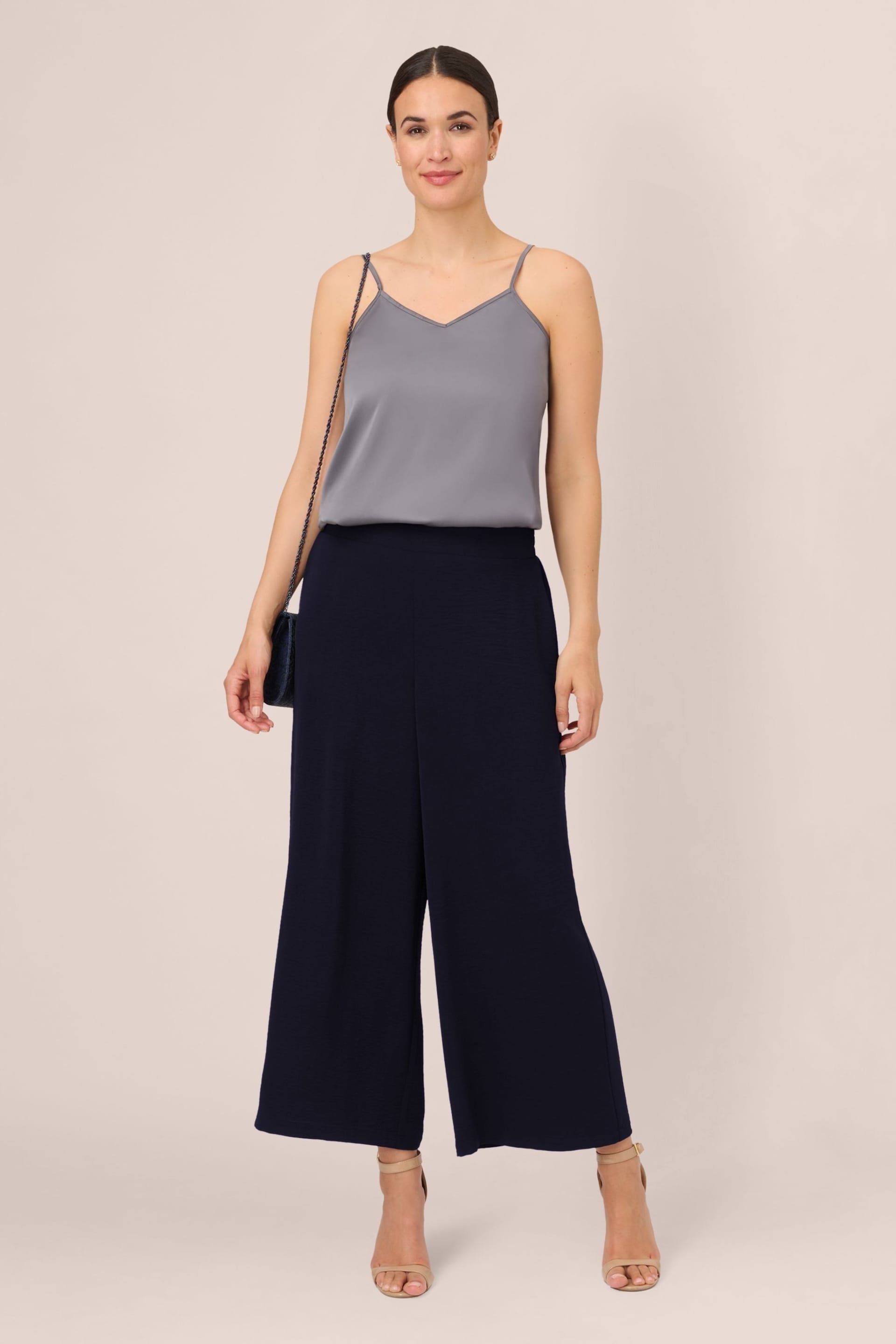 Adrianna Papell Blue Textured Satin Pull On Trousers - Image 3 of 6
