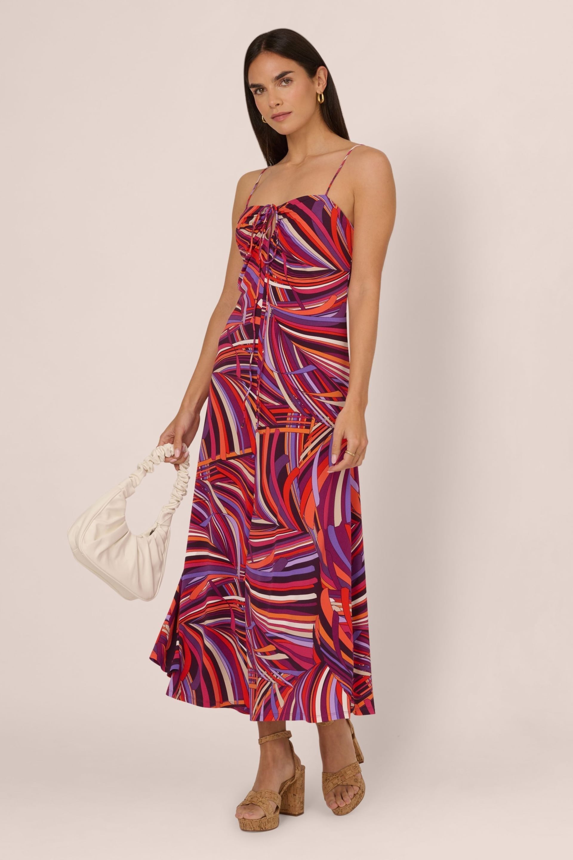 Adrianna Papell Purple Printed Jersey Dress - Image 3 of 7