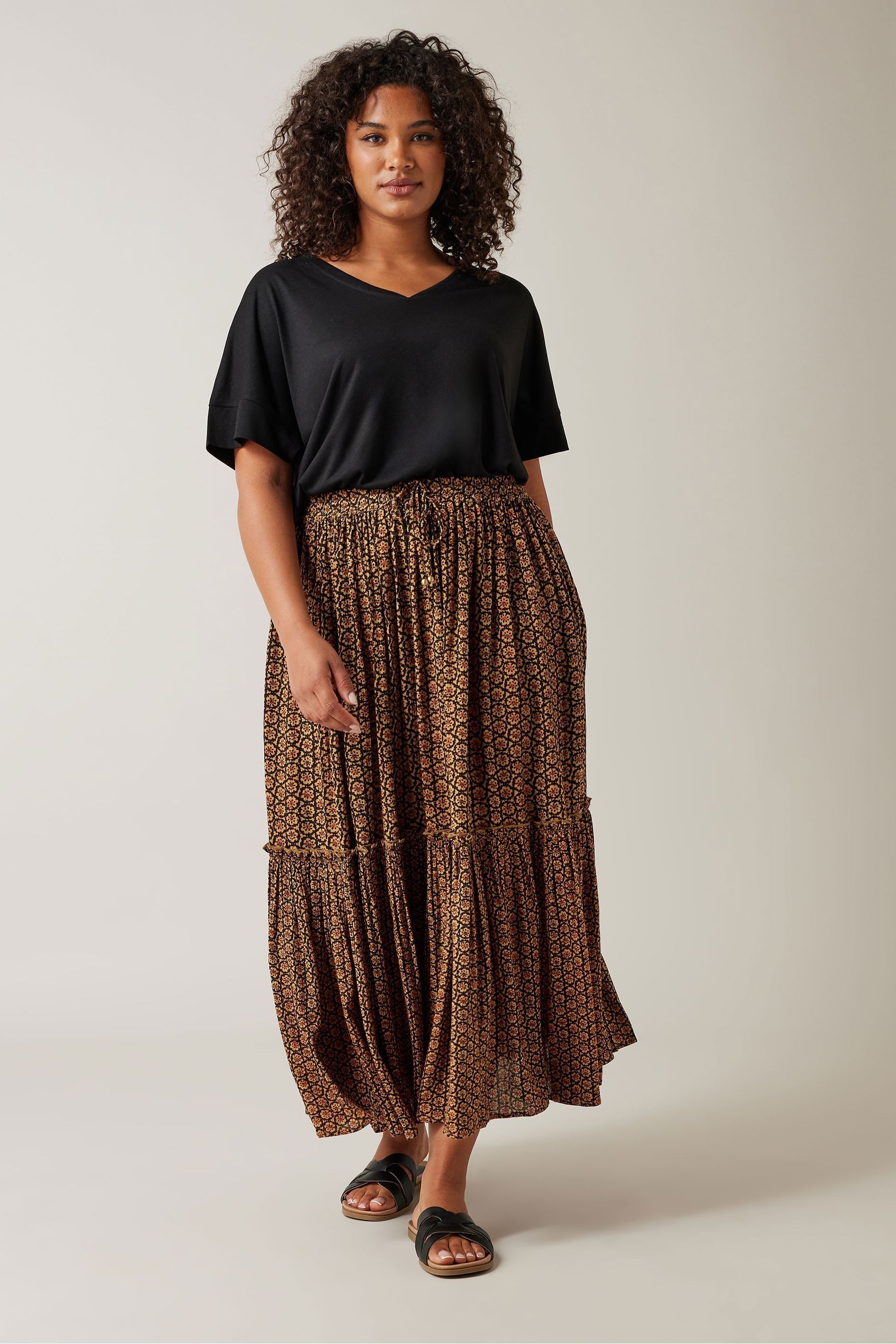 Buy Evans Orange Floral Tie Crinkle Midi Skirt from Next Malta