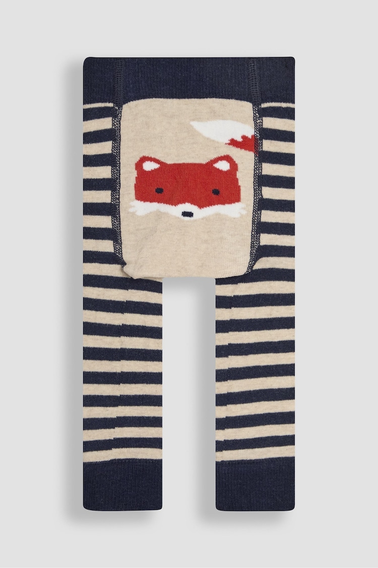 JoJo Maman Bébé Navy Stripe Fox Knitted Leggings - Image 1 of 3