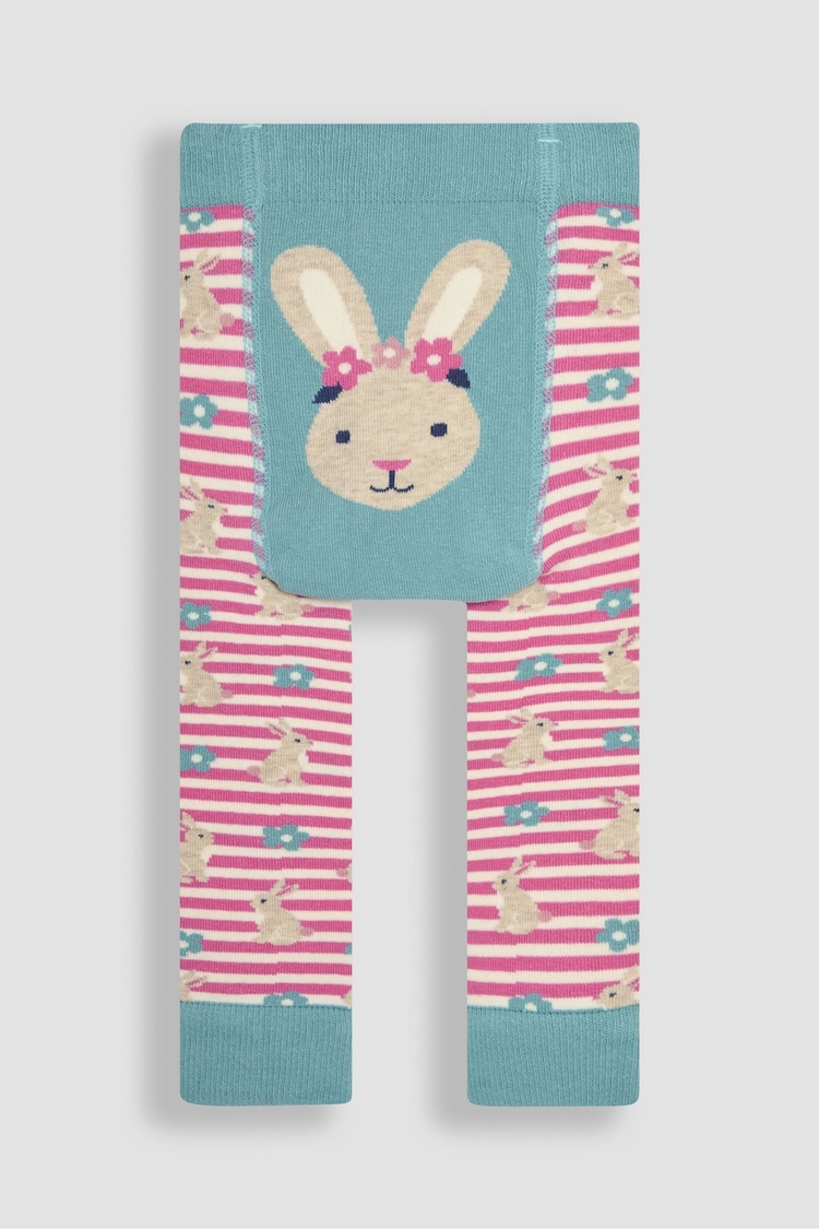 JoJo Maman Bébé Pink Stripe Bunny Knitted Leggings - Image 1 of 3