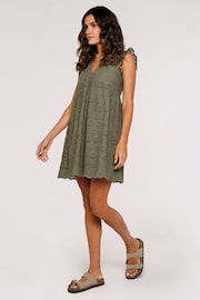 Apricot Green Broderie Anglaise V-Neck Dress - Image 2 of 4