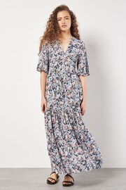 Apricot Blue Watercolour Angel Sleeve Dress - Image 1 of 4