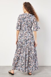 Apricot Blue Watercolour Angel Sleeve Dress - Image 4 of 4