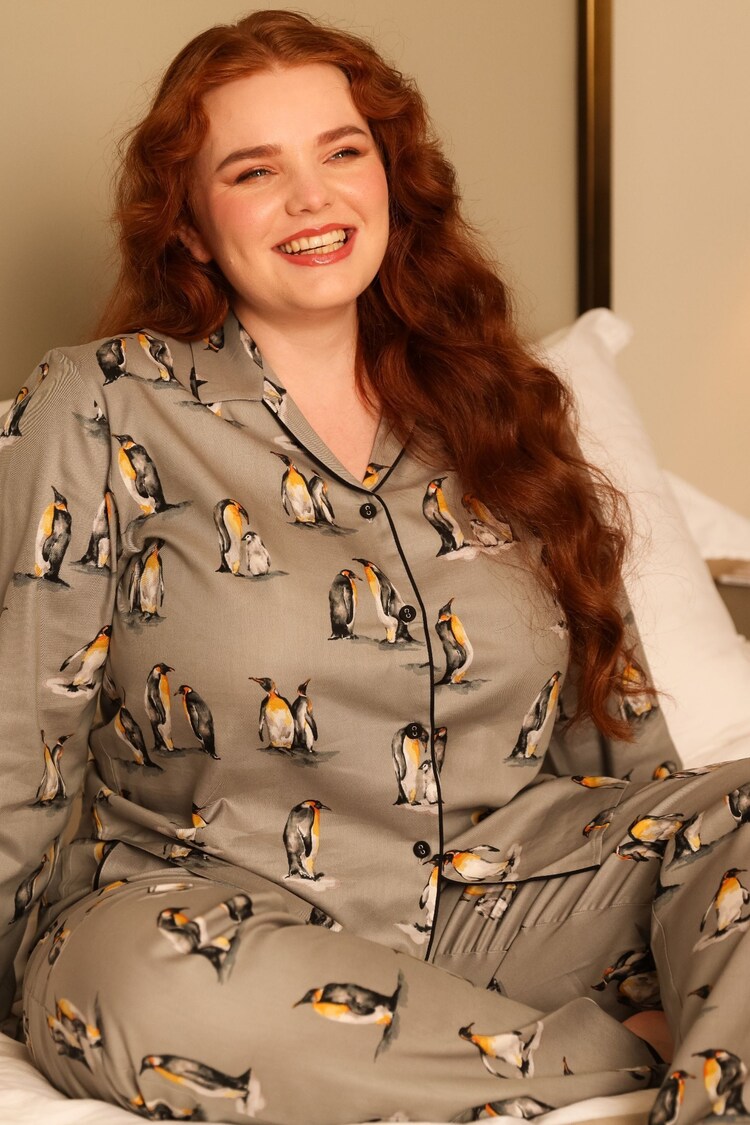 Cyberjammies Grey Printed Long Sleeve Pyjama Set - Image 1 of 4