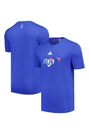 adidas Blue 100% Cotton Euro 2024 Italy T-Shirt - Image 1 of 3