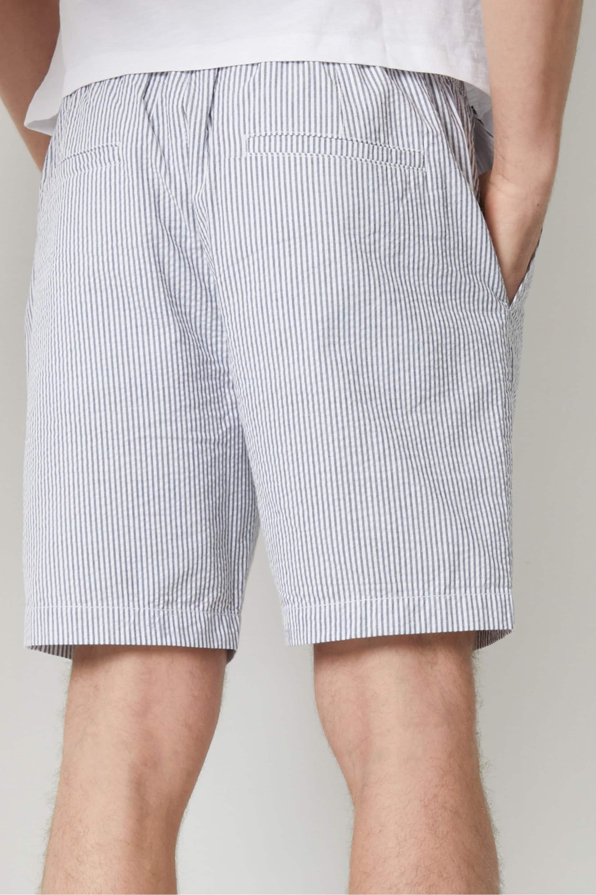 Threadbare Navy Elasticated Waist Seersucker Cotton Shorts - Image 4 of 5