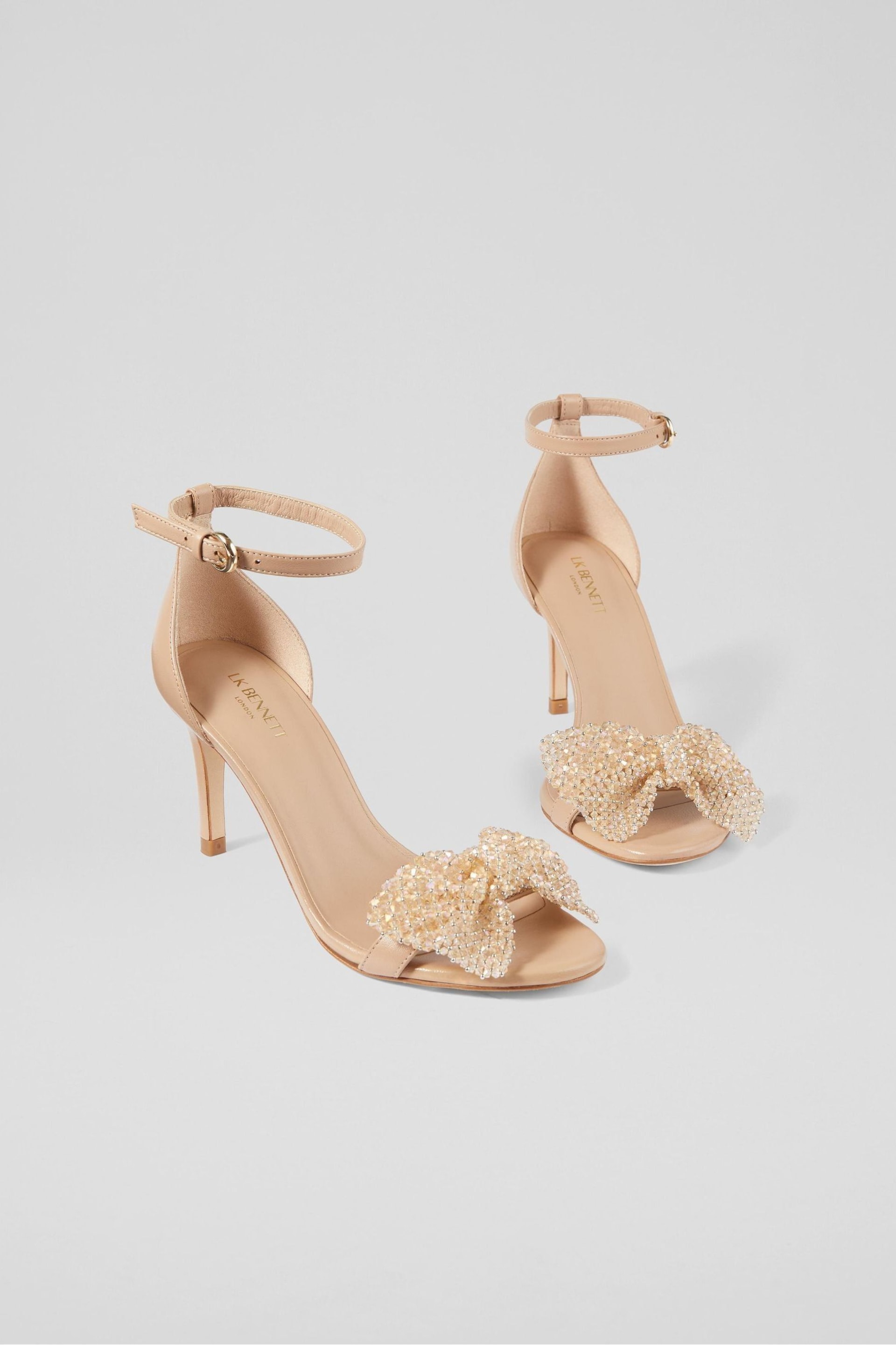 LK Bennett Natural Cristabel Sparkle Bow In Trench Sandals - Image 2 of 4