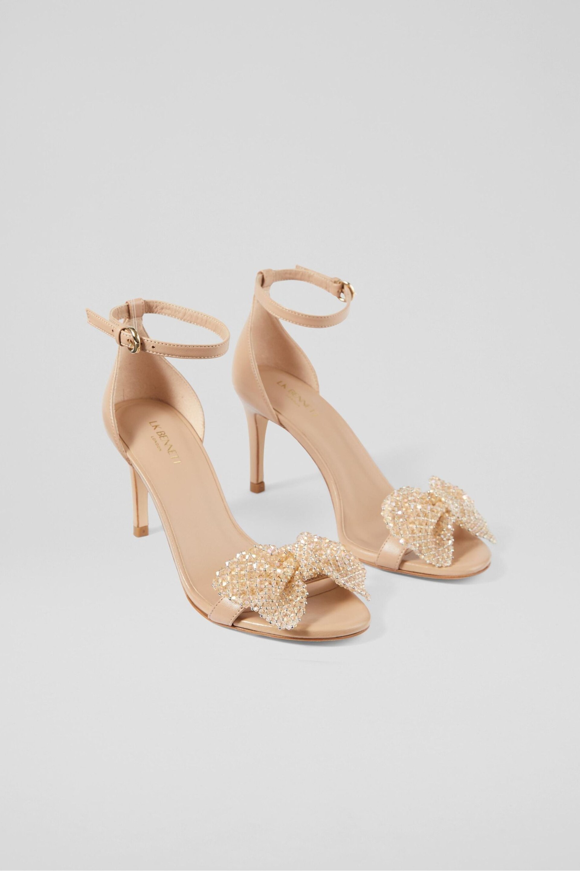 LK Bennett Natural Cristabel Sparkle Bow In Trench Sandals - Image 3 of 4